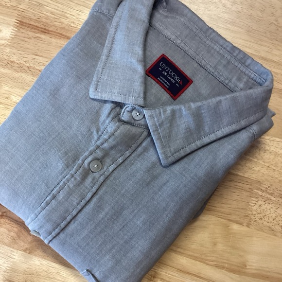 Mens UNTUCKit Valaedige Cotton Button Front‎ Shirt XXL Gray - Picture 1 of 6